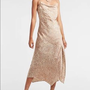 Express satin cowl neck dress - animal print - S